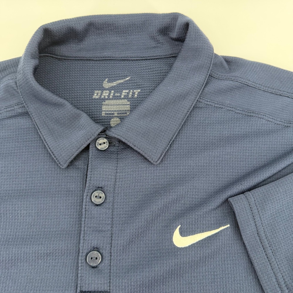 Nike Polo Shirt Mens M Navy Blue Dri-FIT Tennis Golf Short Sleeve Athletic Solid
